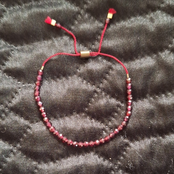 Natural Red Garnet Beads Braided Bracelet, Energy Healing Crystals - Picture 1 of 4